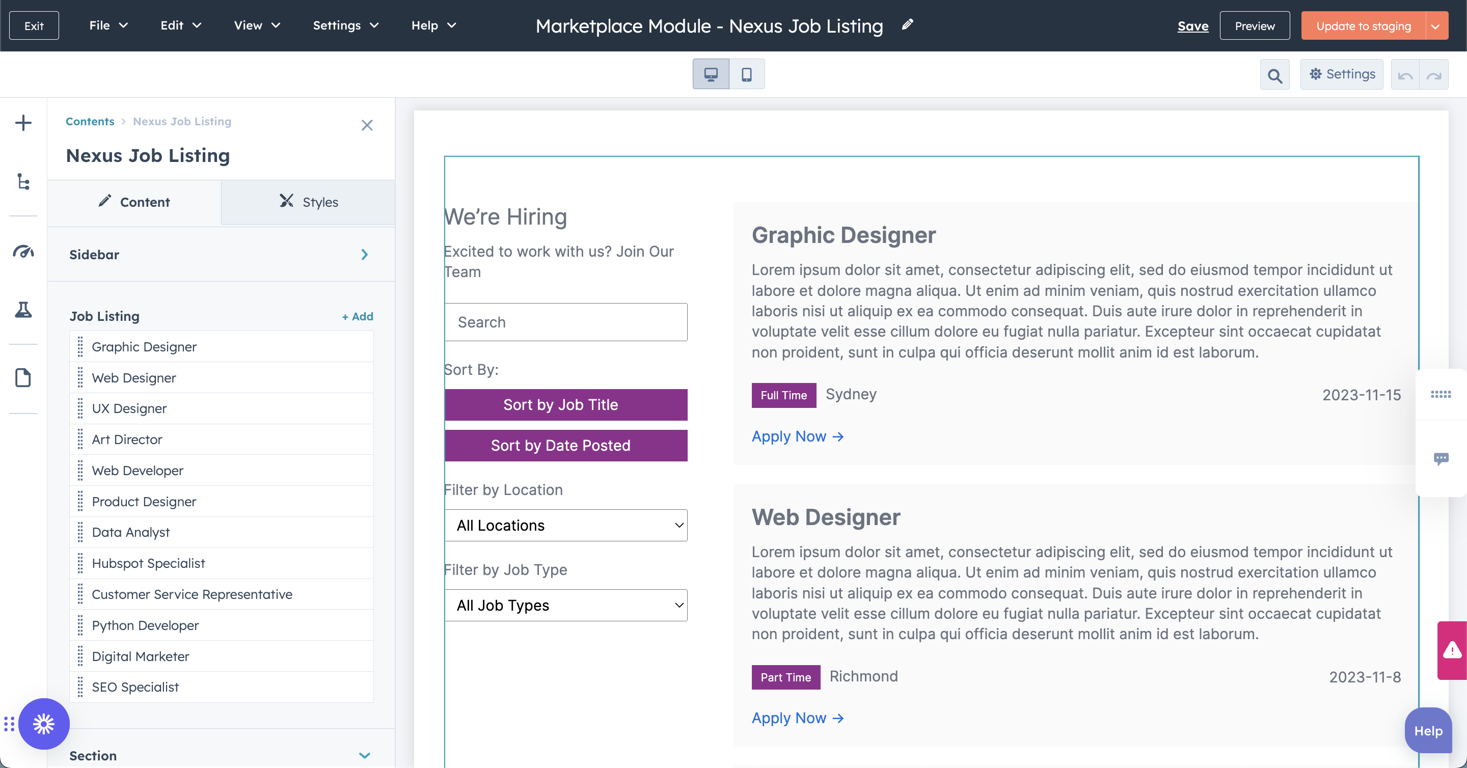 Easy Job Posting Management